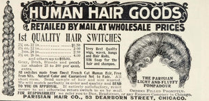 1902 Ad Parisian Hair Co. Goods Wigs Switches Chicago - ORIGINAL OLD3