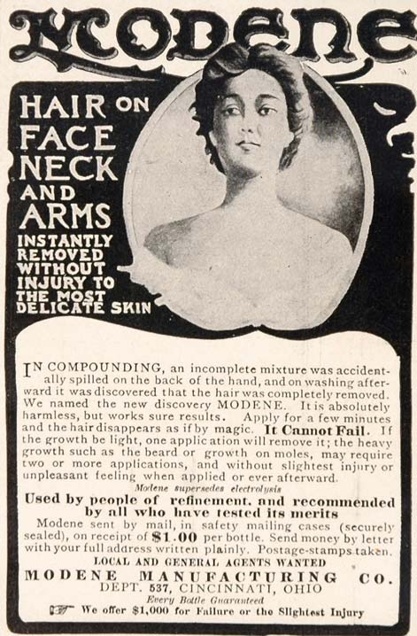 1907 Ad Modene Hair Remover Company Cincinnati Ohio - ORIGINAL ADVERTISING OLD3
