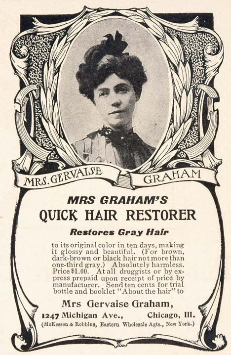 1904 Ad Mrs. Gervaise Graham Hair Restorer Color Dye - ORIGINAL ADVERTISING OLD3 - Period Paper
