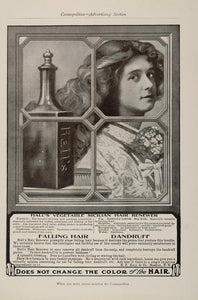 1908 Ad Hall's Vegetable Sicilian Hair Renewer Dandruff - ORIGINAL OLD3
