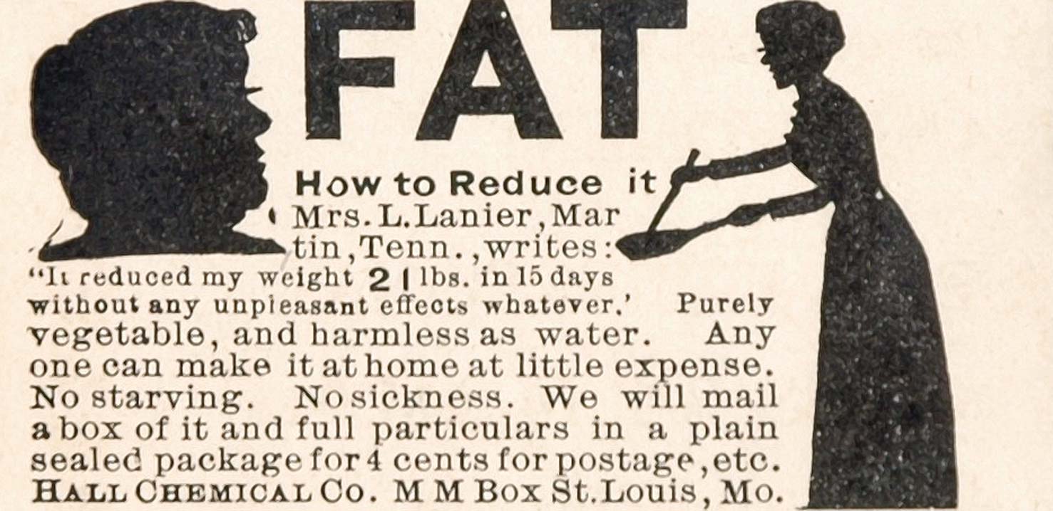 1900 Original Vintage Ad Diet Weight Reducing FAT Loss - ORIGINAL OLD3