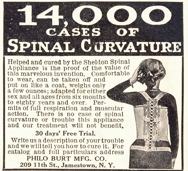 1909 ORIG. Ad Spine Spinal Curvature Sheldon Appliance - ORIGINAL OLD3