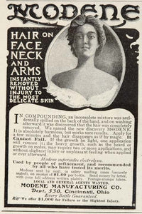 1906 ORIGINAL Vintage Ad Modene Hair Remover Removal - ORIGINAL ADVERTISING OLD3