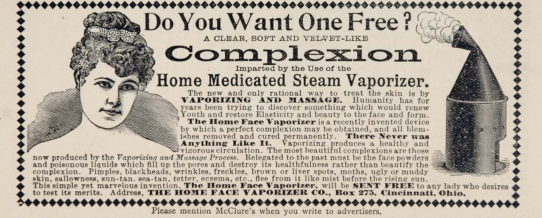 1896 ORIGINAL Vintage Ad Steam Face Vaporizer Medicated - ORIGINAL OLD3