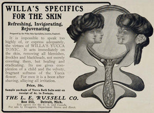 1904 Vintage Ad Willa's Yucca Skin Tonic Women Beauty - ORIGINAL OLD3