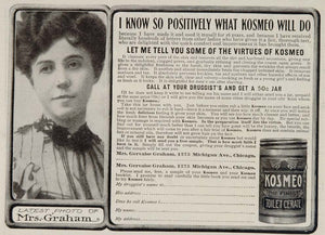 1906 Ad Kosmeo Mrs. Gervaise Graham Toilet Skin Cream - ORIGINAL OLD3