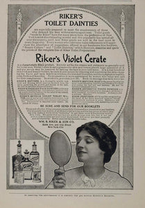1907 Vintage Ad Riker's Violet Cerate Cosmetic Cream - ORIGINAL ADVERTISING OLD3