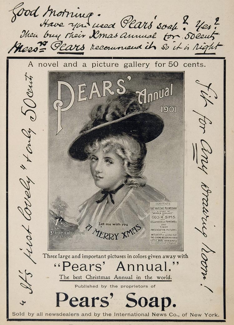 1901 Ad Pears Soap Christmas Annual Victorian Woman - ORIGINAL ADVERTISING OLD3