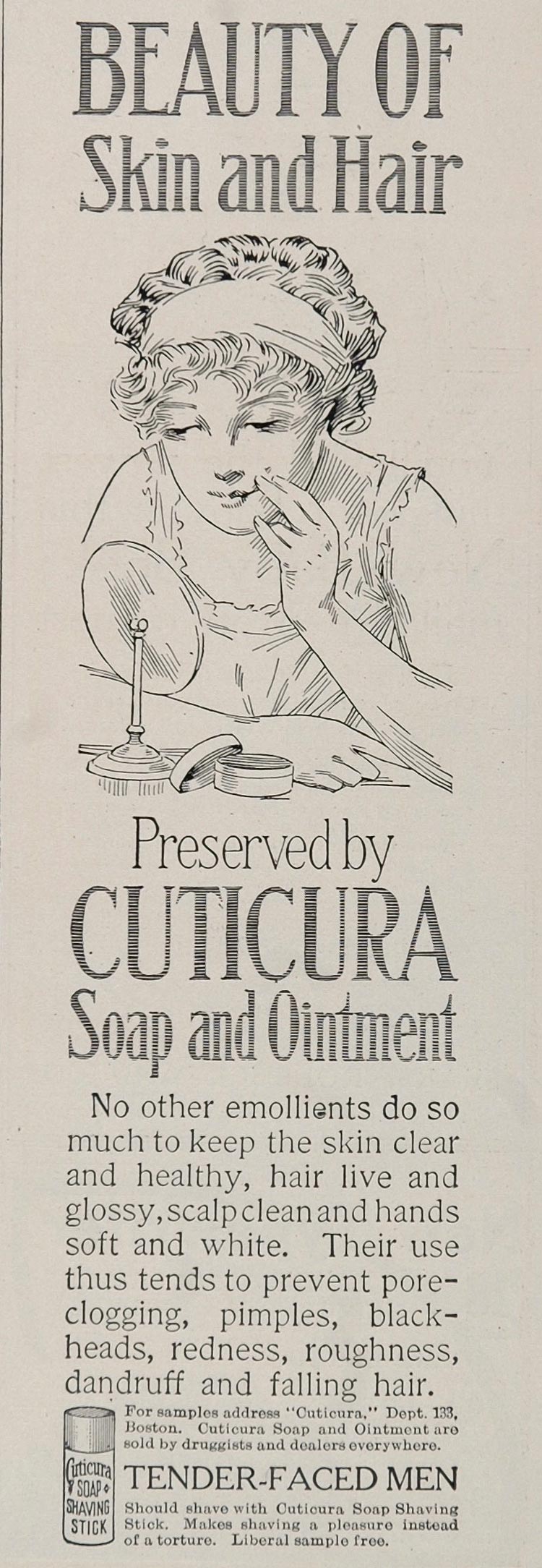 1913 ORIGINAL Vintage Print Ad Cuticura Soap Skin Hair - ORIGINAL OLD3