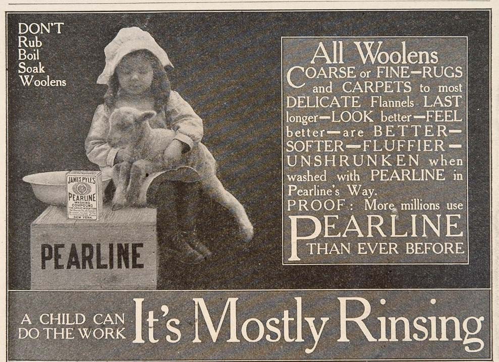 1906 Ad Pearline Household Laundry Soap Wool Lamb Child - ORIGINAL OLD3