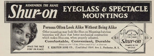 1911 Ad Shur-On Eyeglasses Spectacles E. Kirstein Sons - ORIGINAL OLD3