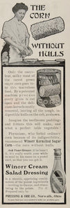 1907 Ad Winorr Sweet Canned Corn Cream Salad Dressing - ORIGINAL OLD3