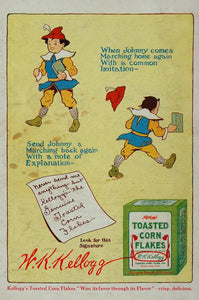 1908 Original COLOR Ad Kellogg's Corn Flakes Cartoon - ORIGINAL ADVERTISING OLD3