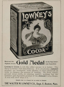 1902 Ad Gold Medal Lowney's Cocoa Walter Lowney Boston - ORIGINAL OLD3