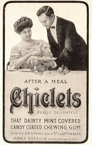1909 Original Ad Chiclets Chewing Gum Frank H. Fleer - ORIGINAL ADVERTISING OLD3