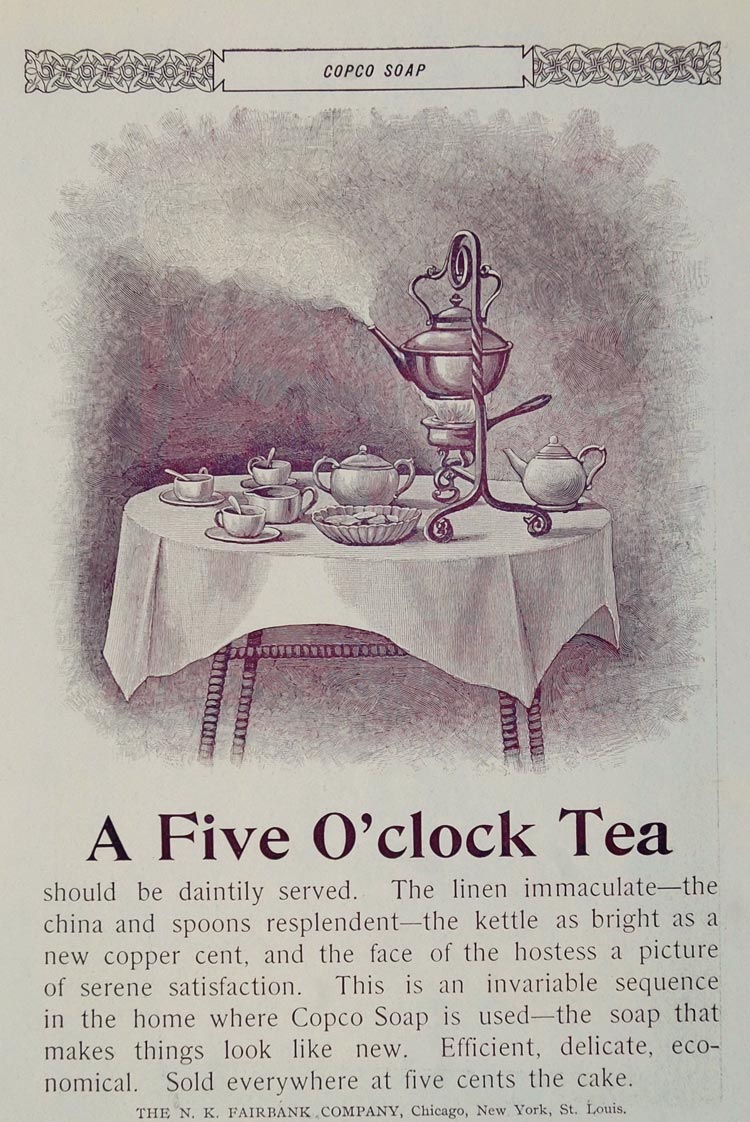 1896 Ad Copco Soap Tea Teacup Table Kettle Tablecloth - ORIGINAL OLD3