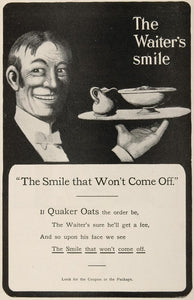 1903 ORIGINAL Print Ad Quaker Oats Cereal Waiter Tray - ORIGINAL OLD3