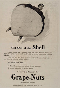 1906 ORIG. Ad Grape Nuts Brain Food Clam Shell UNUSUAL - ORIGINAL OLD3