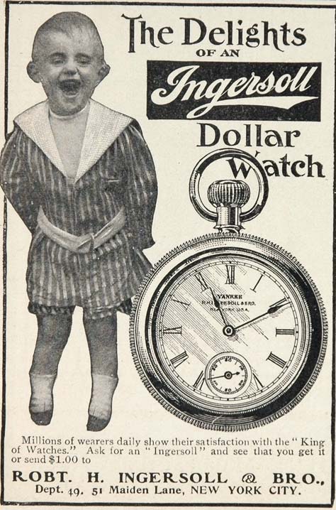 1903 Ad Ingersoll Pocket Dollar Watch Vintage Child - ORIGINAL ADVERTISING OLD3
