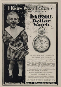 1903 Ad Ingersoll Pocket Dollar Watch Christmas Child - ORIGINAL OLD3