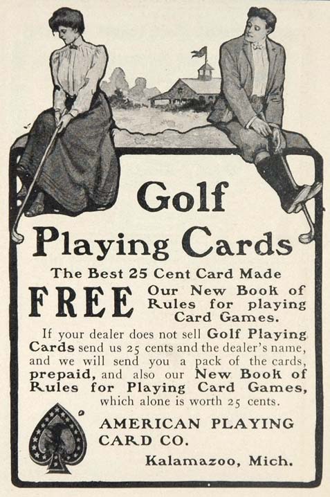 1903 Vintage Ad Golf Playing Cards Golfers Kalamazoo - ORIGINAL ADVERTISING OLD3