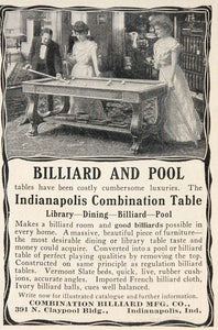 1903 Ad Billiard Pool Table Indianapolis Combination - ORIGINAL ADVERTISING OLD3