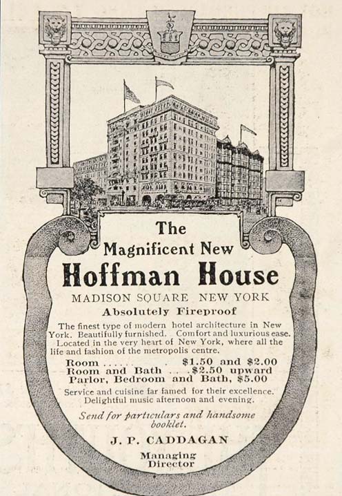 1908 Ad Hoffman House Hotel Madison Square New York - ORIGINAL ADVERTISING OLD3