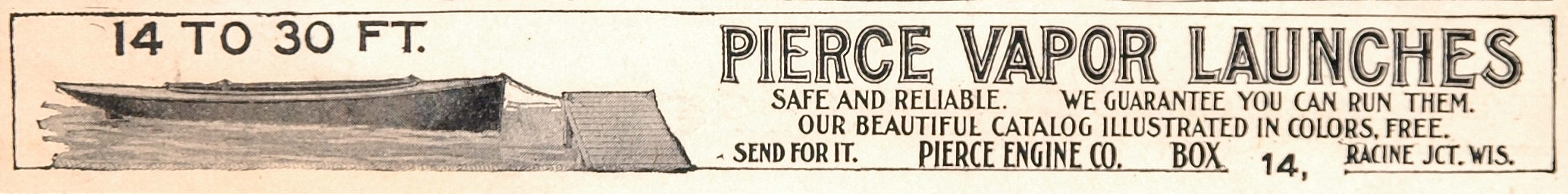 1900 Ad Pierce Vapor Launch Boat Engine Racine Junction - ORIGINAL OLD3