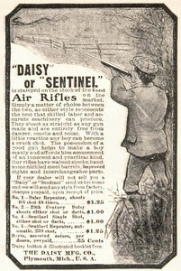 1901 Original Ad Daisy Sentinel Air Rifle Plymouth MI - ORIGINAL OLD3