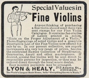 1903 Vintage Ad Violin Violinist Lyon Healy Music House - ORIGINAL OLD3
