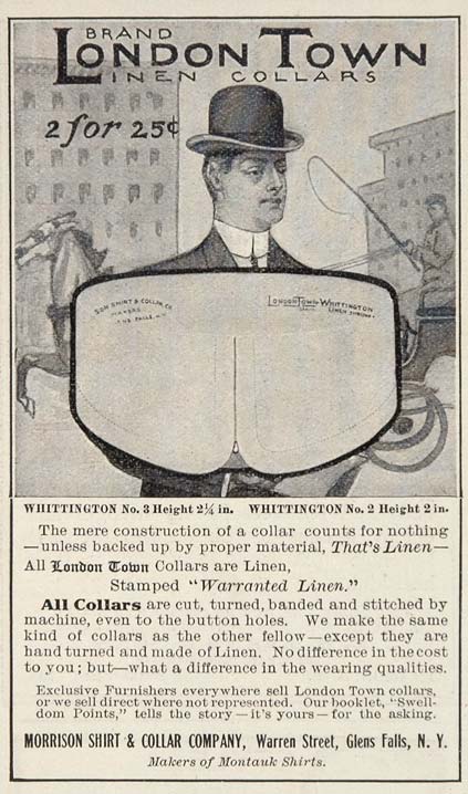 1908 Ad London Town Men's Linen Collar Morrison Shirt - ORIGINAL OLD3
