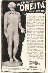 1898 Ad Oneita Knitting Union Suit Underwear Long Johns - ORIGINAL OLD3