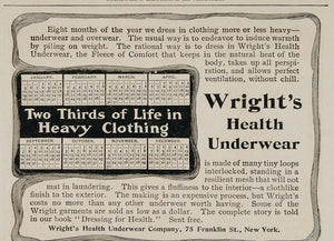 1902 Ad Wright's Union Suit Underwear Long Johns - ORIGINAL ADVERTISING OLD3
