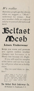 1903 Ad Belfast Mesh Underwear Union Suit Poughkeepsie - ORIGINAL OLD3