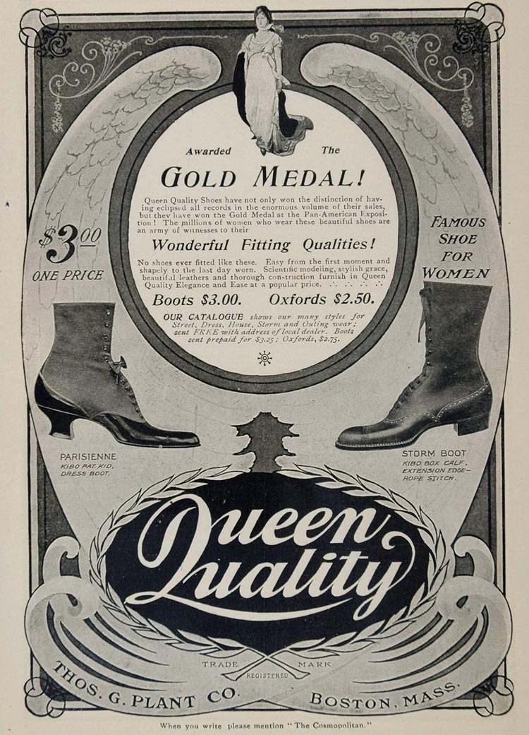 1901 Vintage Ad Queen Quality Woman Lady Shoe Boot - ORIGINAL ADVERTISING OLD3