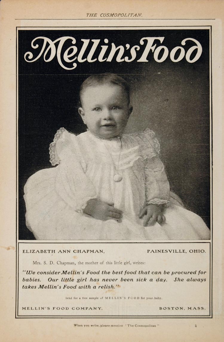 1902 Ad Boston Mellin's Baby Food Infant Elizabeth Ann Chapman Painesville OLD3