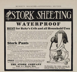 1907 Vintage Ad Stork Waterproof Sheeting Pants Baby - ORIGINAL ADVERTISING OLD3