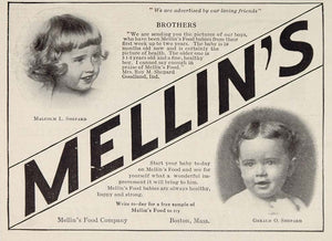 1911 Ad Mellin's Baby Food Malcolm L. Gerald O. Shepard - ORIGINAL OLD3