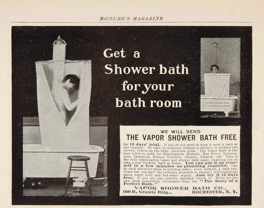 1903 Vintage Ad Vapor Steam Bath Shower Woman Bathtub - ORIGINAL OLD3
