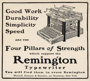 1901 Ad Remington Typewriter Wyckoff Seamans Benedict Office Equipment OLD3