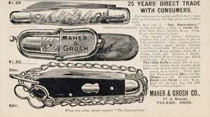 1901 Ad Maher & Grosh Folding Pocket Knives Toledo Ohio - ORIGINAL OLD3