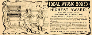 1896 Vintage Ad Ideal Music Boxes Victorian Children - ORIGINAL OLD4A
