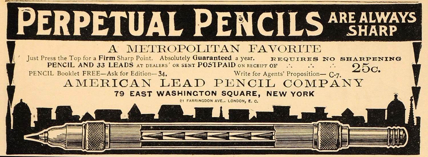 1904 Vintage Ad American Lead Mechanical Pencil Antique - ORIGINAL OLD4A