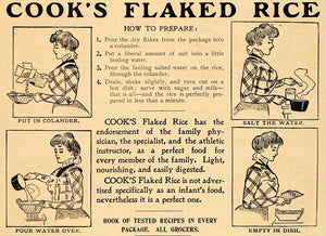 1901 Vintage Ad Cook's Flaked Rice Cereal Food Antique - ORIGINAL OLD4A