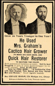 1901 Vintage Ad Hair Growth Restoration Baldness Cure - ORIGINAL OLD4A