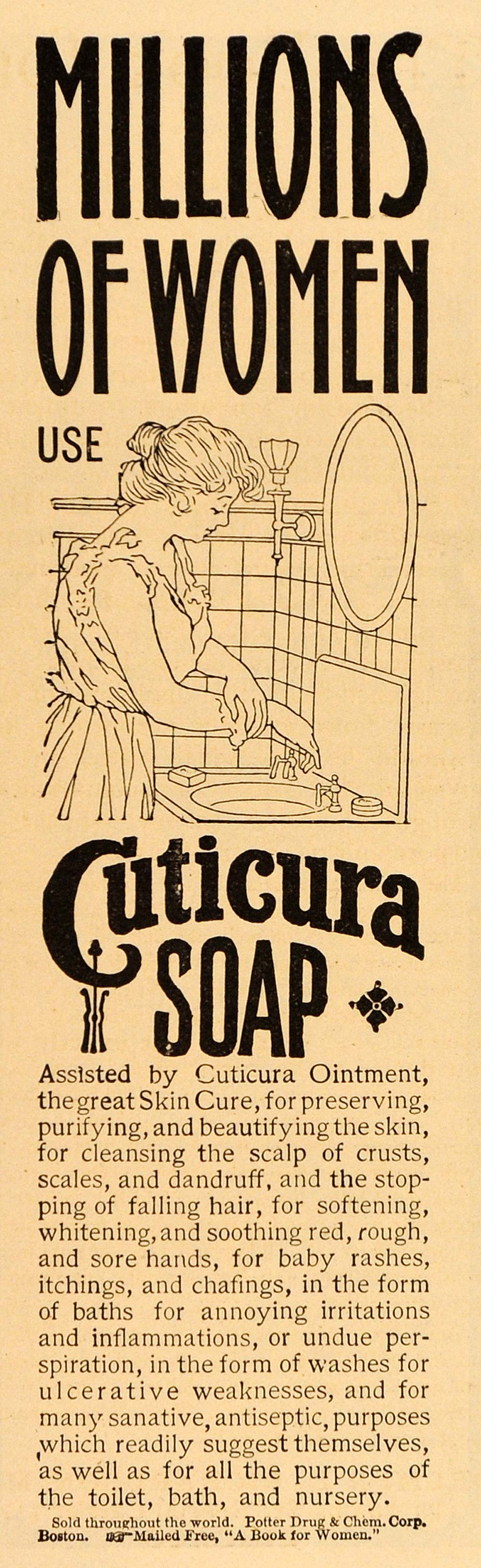 1906 Vintage Ad Cuticura Soap Skin Rash Cure Ointment - ORIGINAL OLD4A