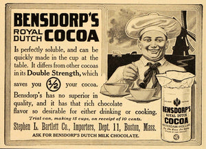 1908 Vintage Ad Bensdorp's Royal Dutch Cocoa Holland - ORIGINAL OLD4A