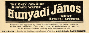 1898 Vintage Ad Hunyadi Janos Laxative Mineral Water - ORIGINAL OLD4A