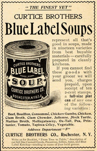 1898 Vintage Ad Curtice Brothers Blue Label Soups Can - ORIGINAL OLD4A