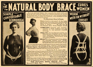 1902 Vintage Ad Body Brace Back Backache Cure Quackery - ORIGINAL OLD4A